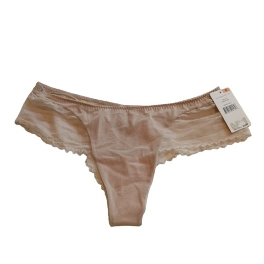 Ongossamer Lavish Lace Champagne Thong Panties Lingerie Underwear Size S